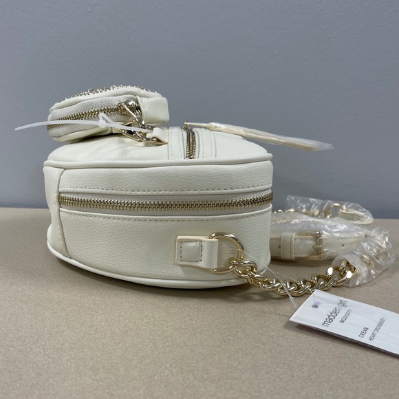 Madden Girl Adorable Heart Crossbody Bag with Blingy Pouch, Cream - NWT - Picture 6 of 8